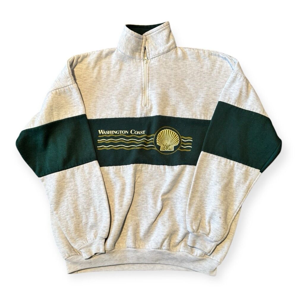 80-90s Washington Coast Port Vintage Sweater Pullover 1/4 ZipUp Y2K Grunge Skate